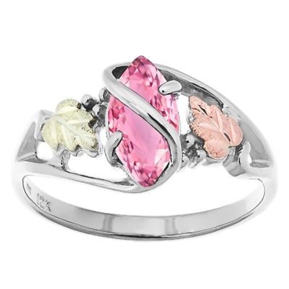 Black Hills Gold Silver Ring Pink Zirconia